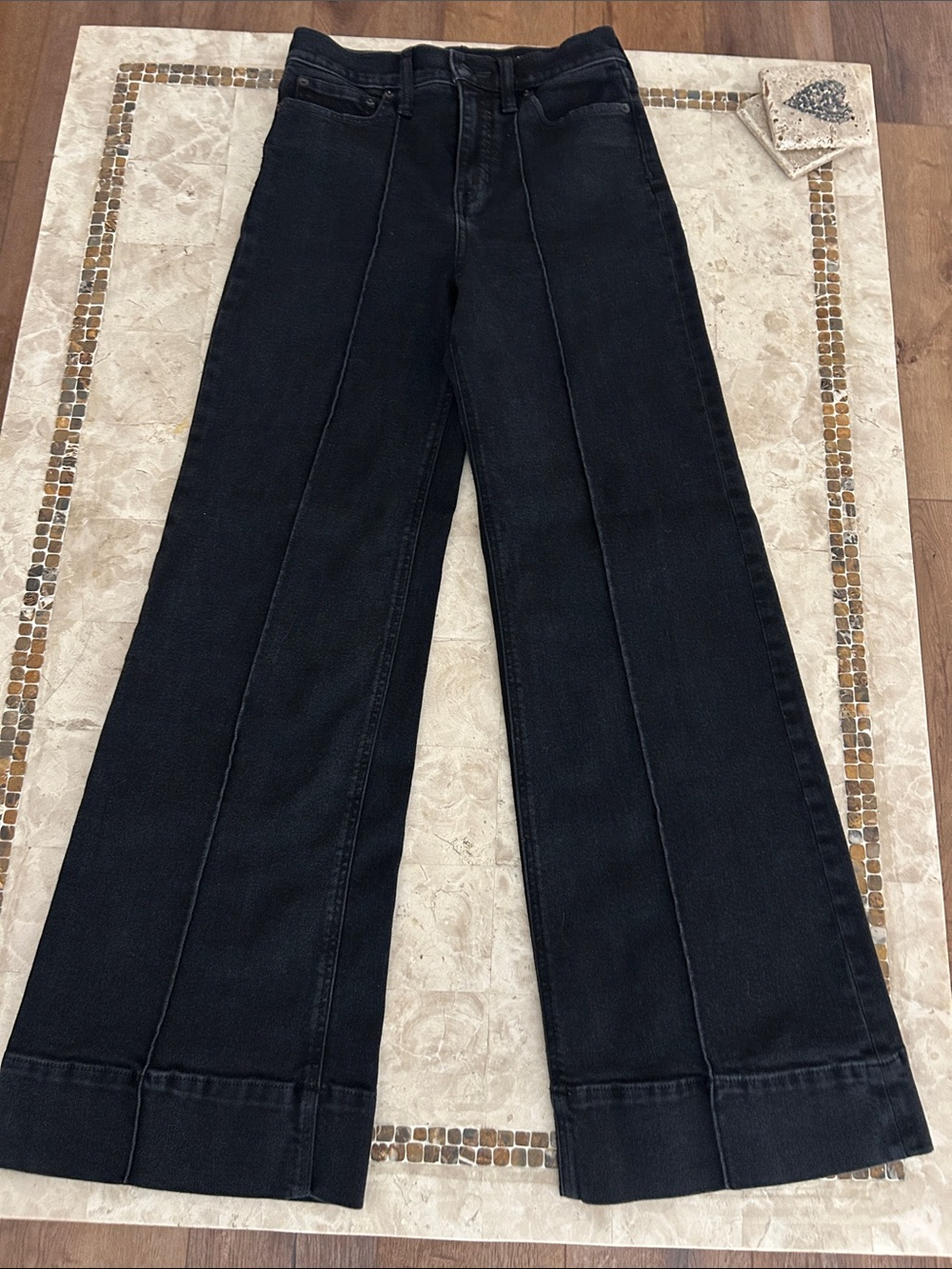 J.Crew Pintuck Wide Leg Denim Trouser - Black - Size 26